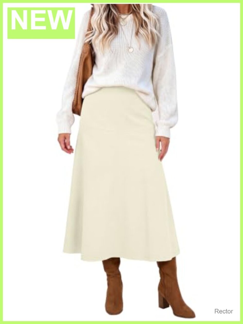 Women's A-Line High Waist Flowy Midi Skirt for Fall Work Casual